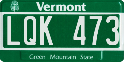 VT license plate LQK473