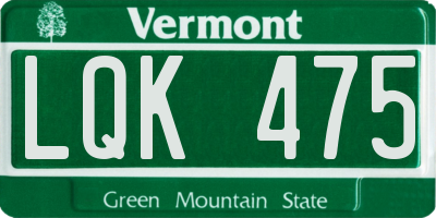 VT license plate LQK475