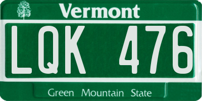 VT license plate LQK476