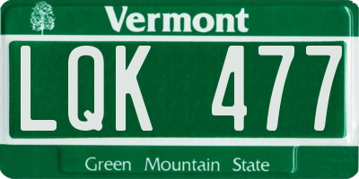 VT license plate LQK477