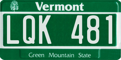 VT license plate LQK481