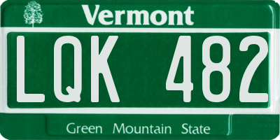 VT license plate LQK482