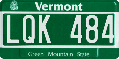 VT license plate LQK484