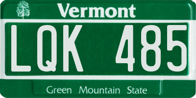 VT license plate LQK485