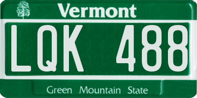 VT license plate LQK488