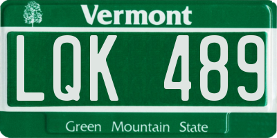 VT license plate LQK489