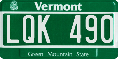 VT license plate LQK490