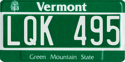 VT license plate LQK495