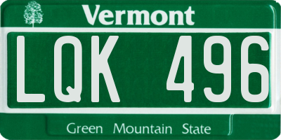 VT license plate LQK496