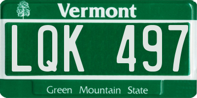 VT license plate LQK497