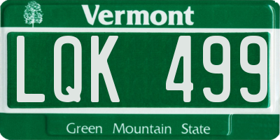 VT license plate LQK499