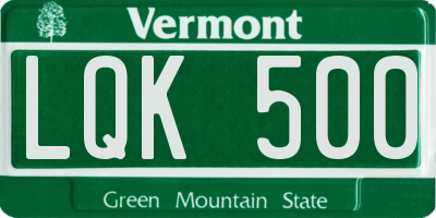 VT license plate LQK500