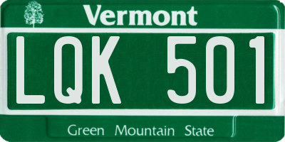 VT license plate LQK501