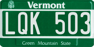 VT license plate LQK503