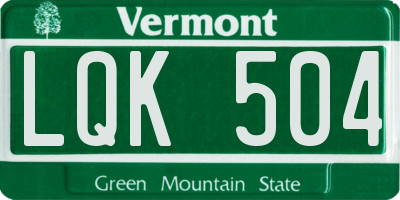 VT license plate LQK504