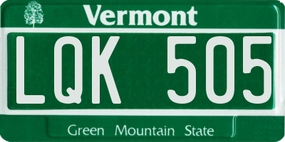 VT license plate LQK505