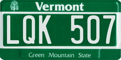 VT license plate LQK507