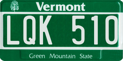 VT license plate LQK510