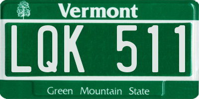 VT license plate LQK511