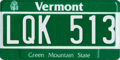VT license plate LQK513