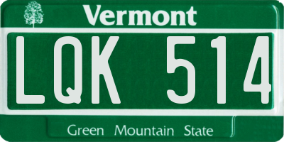 VT license plate LQK514