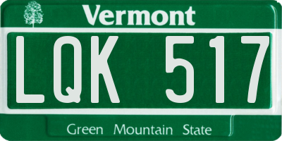 VT license plate LQK517