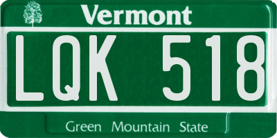 VT license plate LQK518