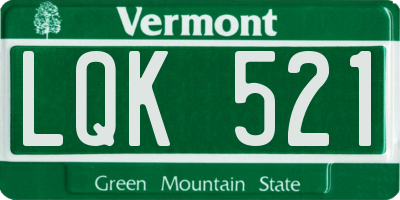 VT license plate LQK521