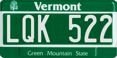 VT license plate LQK522