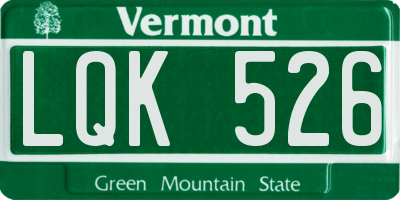 VT license plate LQK526