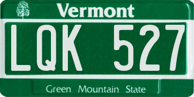 VT license plate LQK527