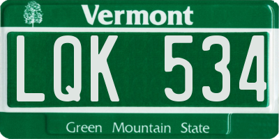 VT license plate LQK534