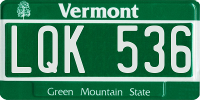 VT license plate LQK536