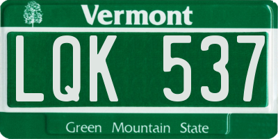 VT license plate LQK537