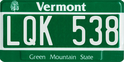 VT license plate LQK538