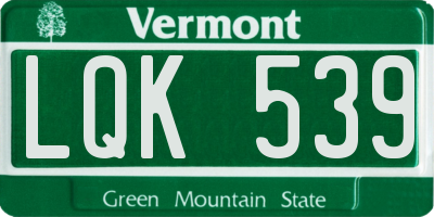 VT license plate LQK539