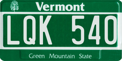 VT license plate LQK540