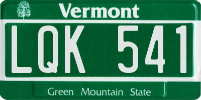 VT license plate LQK541