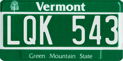 VT license plate LQK543