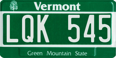 VT license plate LQK545