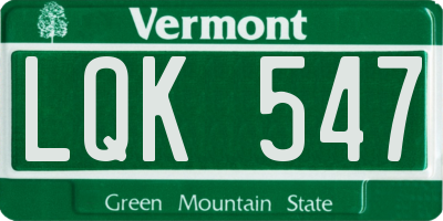VT license plate LQK547