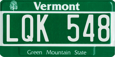 VT license plate LQK548