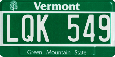 VT license plate LQK549