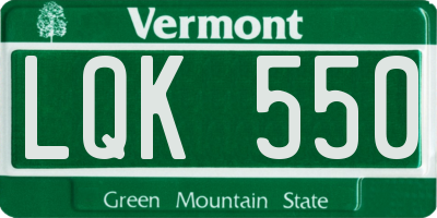 VT license plate LQK550