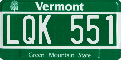 VT license plate LQK551