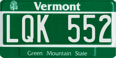VT license plate LQK552