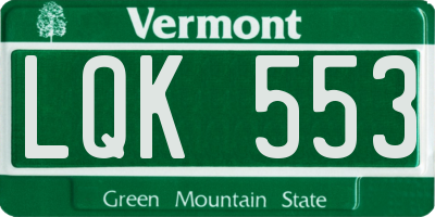 VT license plate LQK553