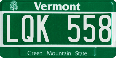VT license plate LQK558