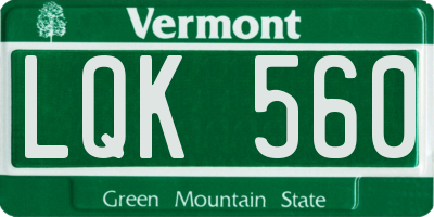 VT license plate LQK560