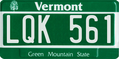 VT license plate LQK561